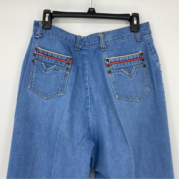Vintage Kmart 70s High Waisted Pleated Trouser Blue Jeans size 17/18 - Picture 4 of 14